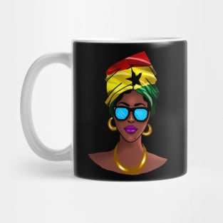 African woman with Ghana Flag headscarf Mug